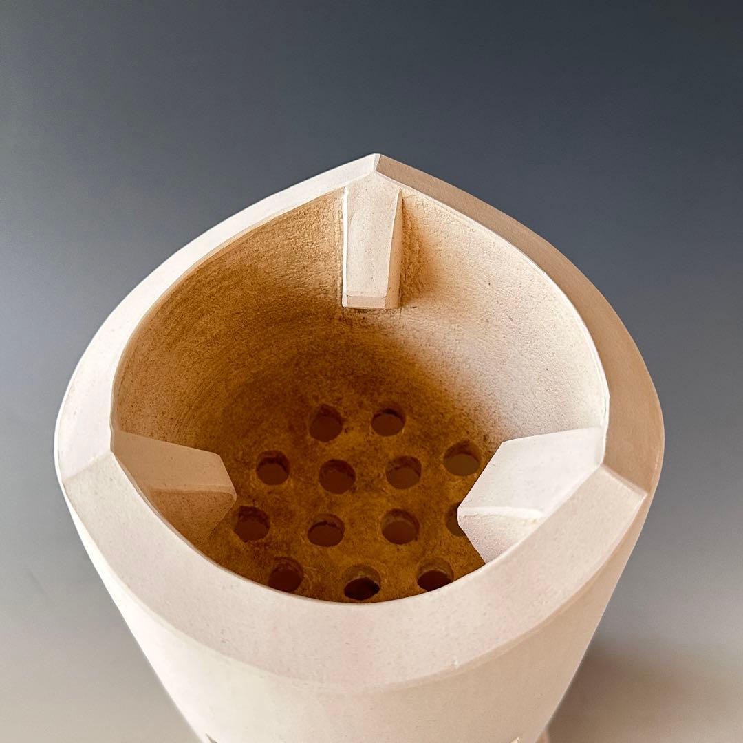 煎茶道具　白泥　三峯炉　涼炉　八稜式　炉坐付　三浦篤　共箱　京焼　三浦竹軒