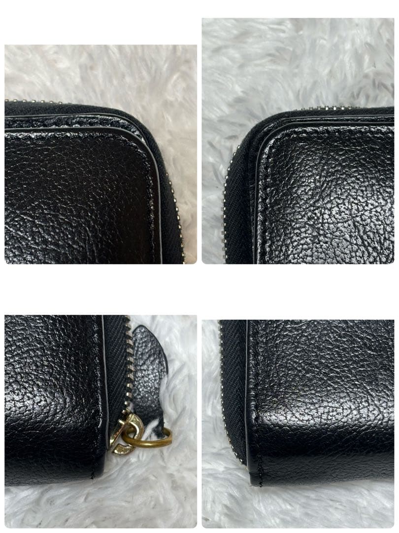 IL BISONTE イルビゾンテ 二つ折り財布 黒 ラウンドジップ 金ボタン