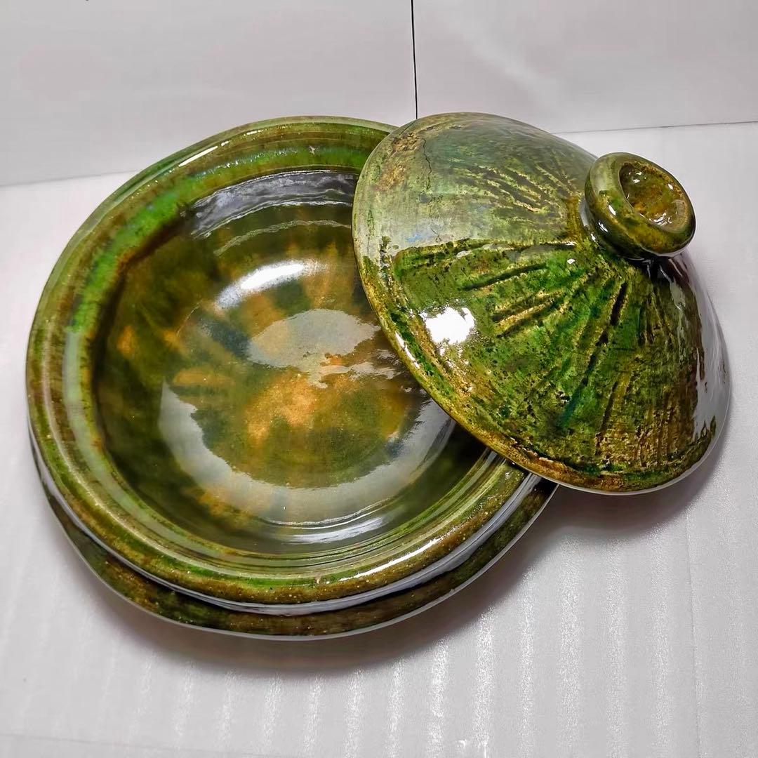 雲井窯　中川一辺陶　信楽織部叩飛炮とんがり尺鍋