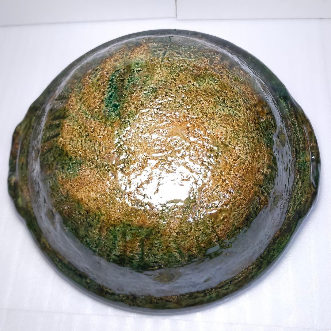 雲井窯　中川一辺陶　信楽織部叩飛炮とんがり尺鍋