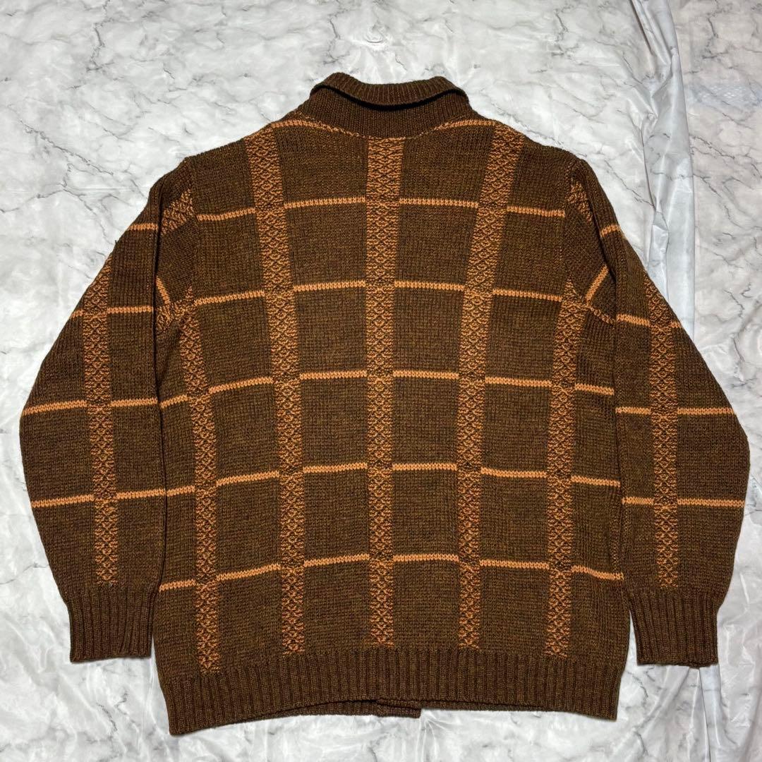 80s 90s TUNDRA カナダ製 幾何学柄 ニットシャツ カーディガン