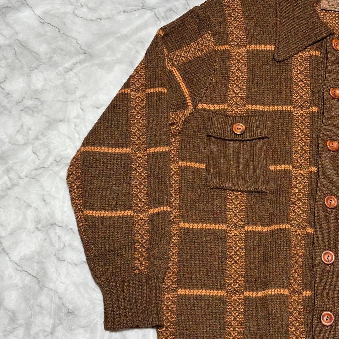 80s 90s TUNDRA カナダ製 幾何学柄 ニットシャツ カーディガン