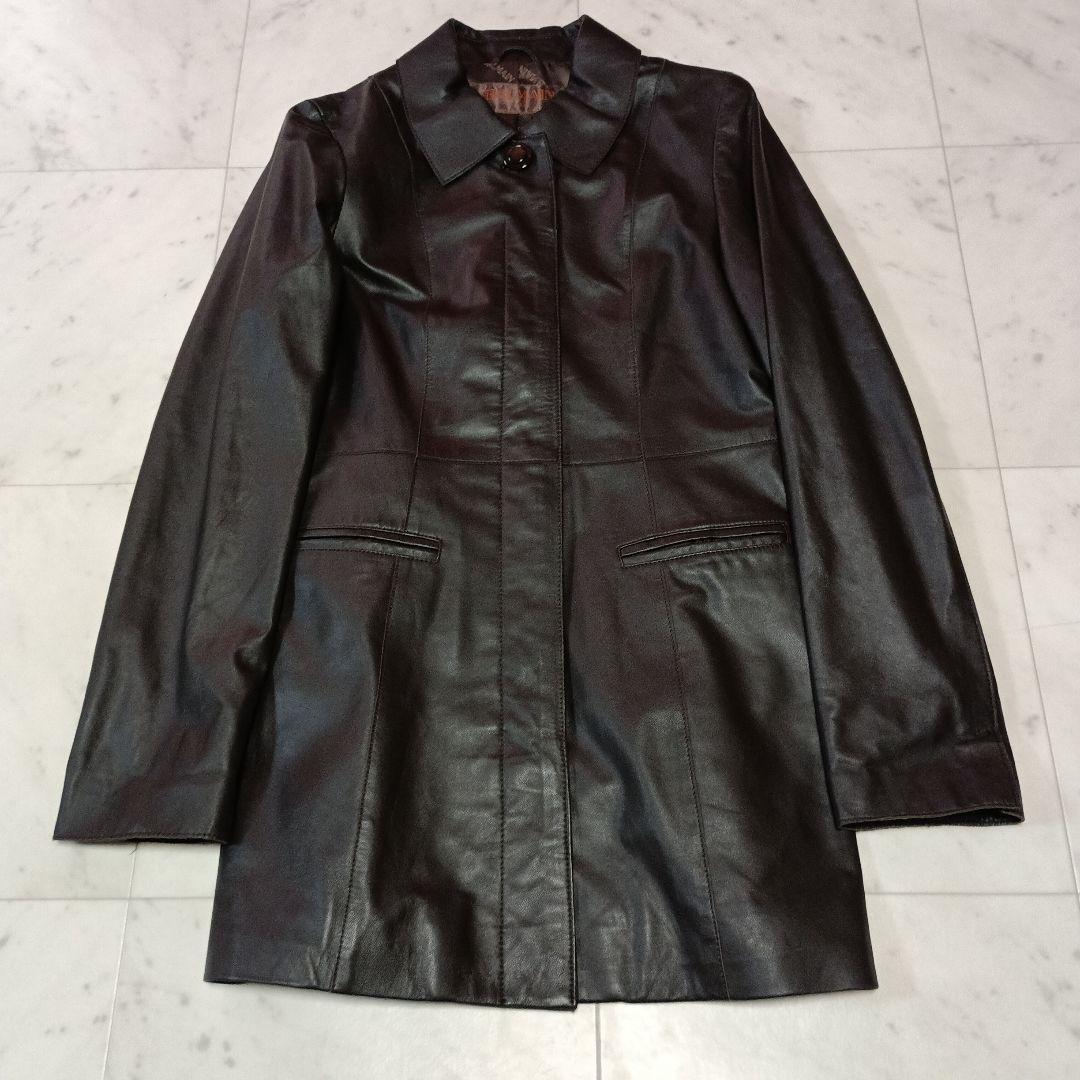 BALMAIN バルマン 羊革 ラムレザージャケット ロングコート ９