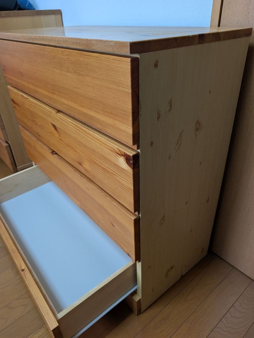 無印良品　パイン材　ワイド　チェスト　4段ワイド　廃盤品