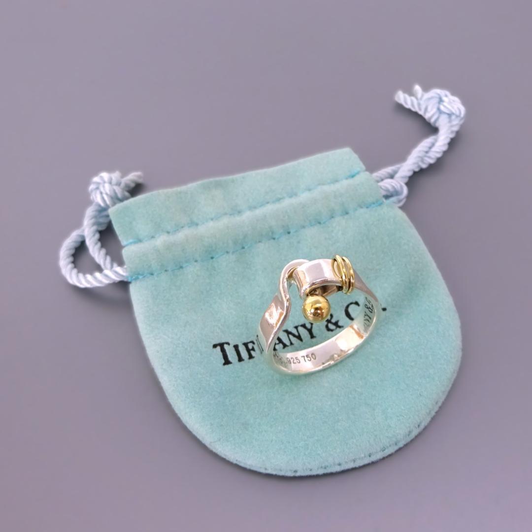 本物 美品 ■ティファニー■ 指輪 リング フック＆アイリング K18 925