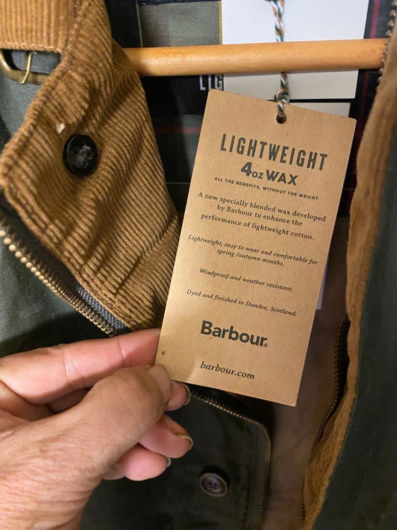Barbour 4OZ 軽量オリーブグリーンジャケット