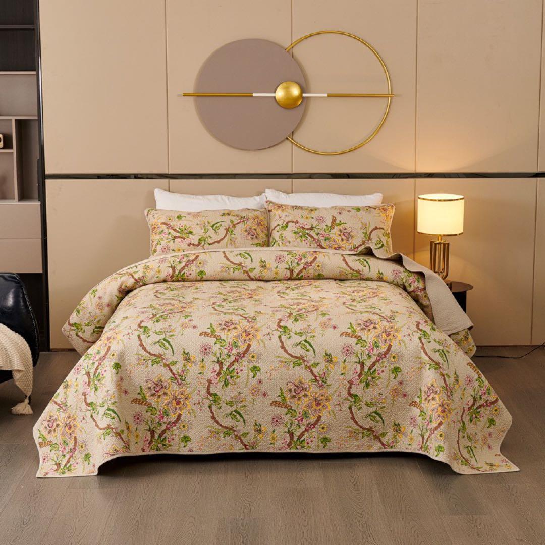 キルトベッドカバー3点セット綿マルチカバー キルティング MLD