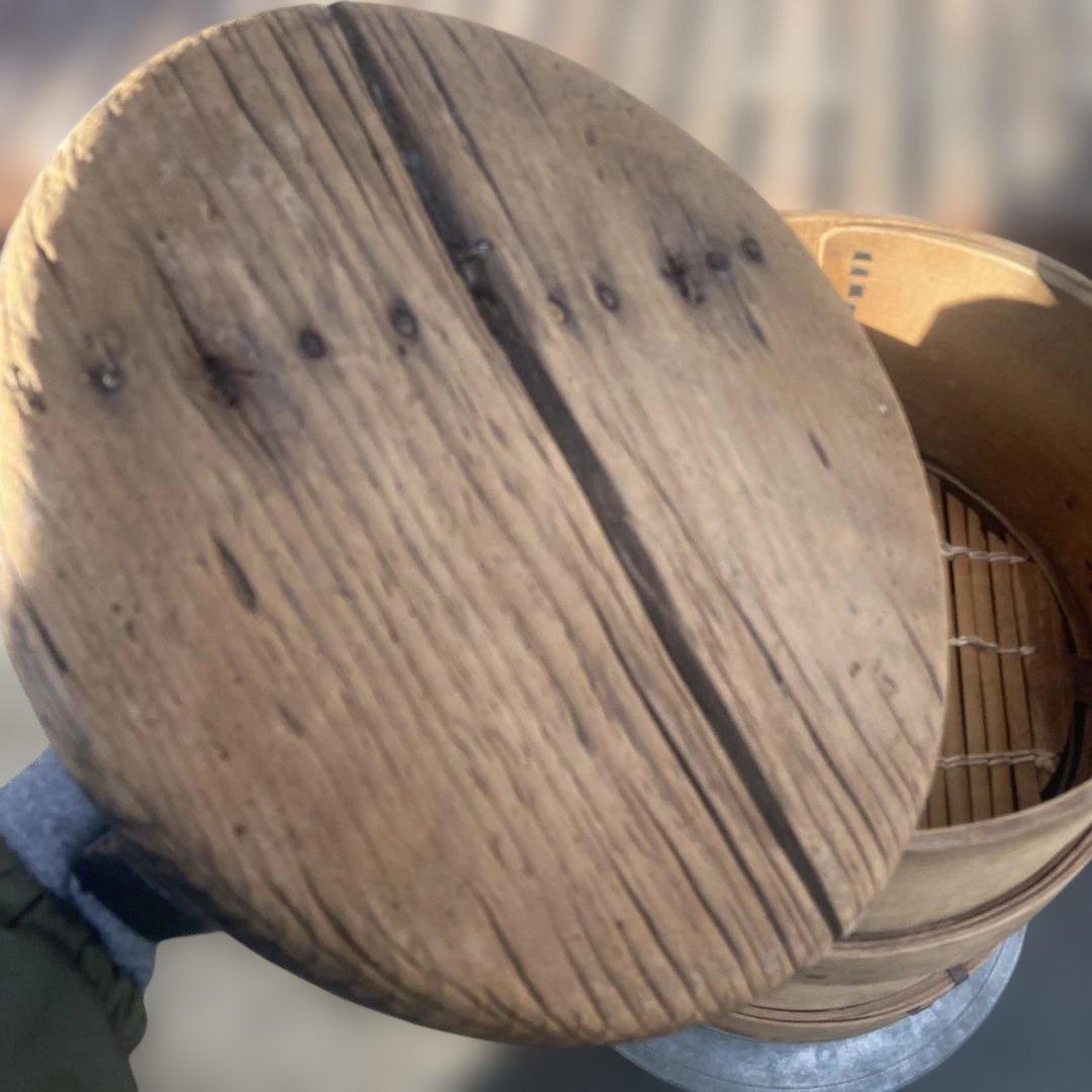 古民具 鉄製羽釜(蓋付き) ／ 和せいろ蒸し器 お餅つき用具