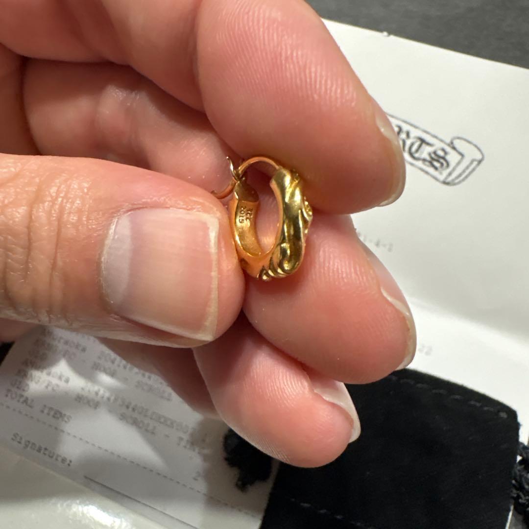クロムハーツ　22k フープスクロールタイニーピアス