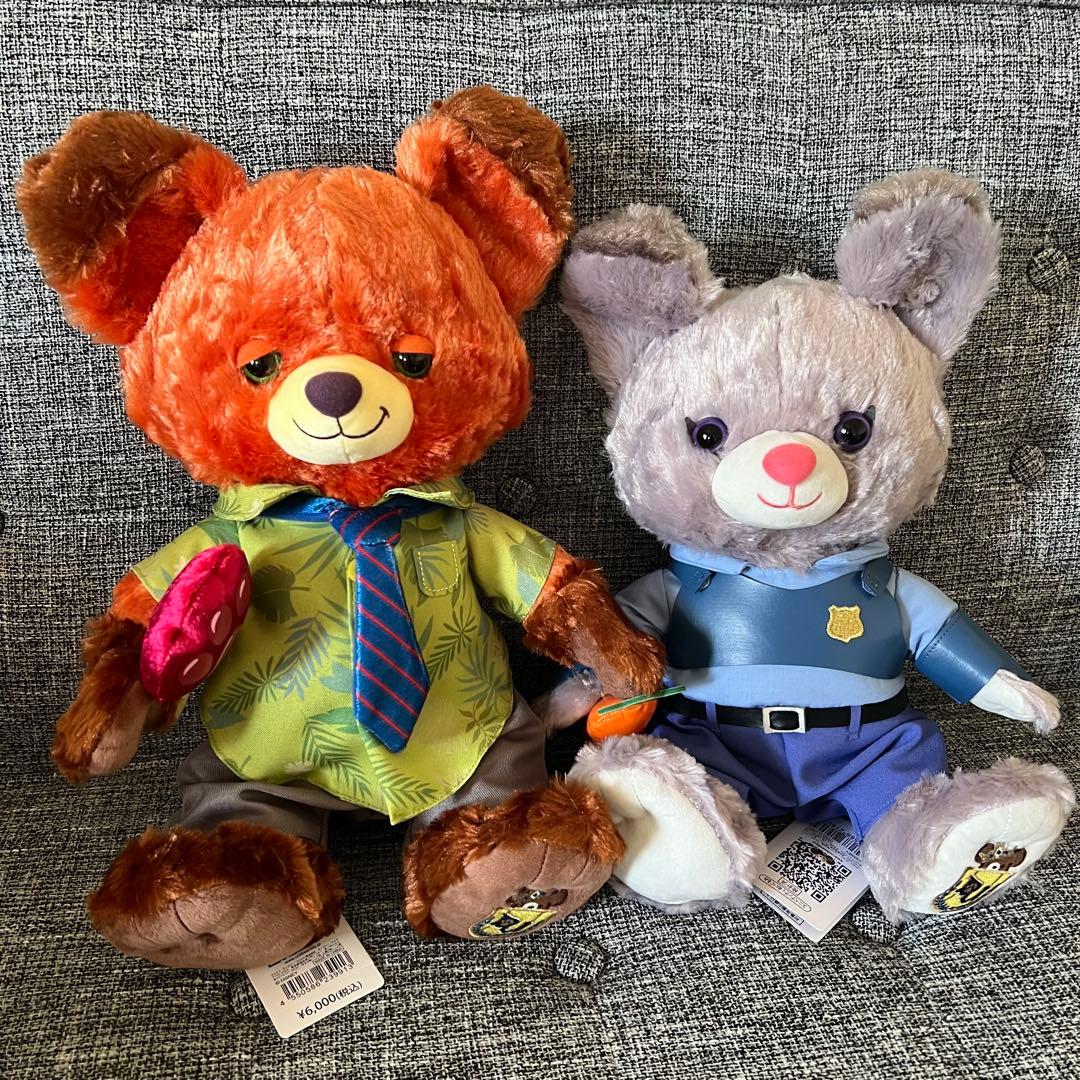 ディズニーストア　ユニベアシティ　ズートピア　ニック　ジュディ　ぬいぐるみ