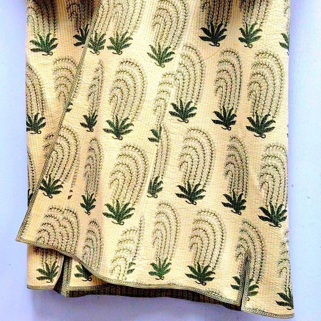 古着 Brigitte Singh ブロックプリントキルティングコート メンズ1