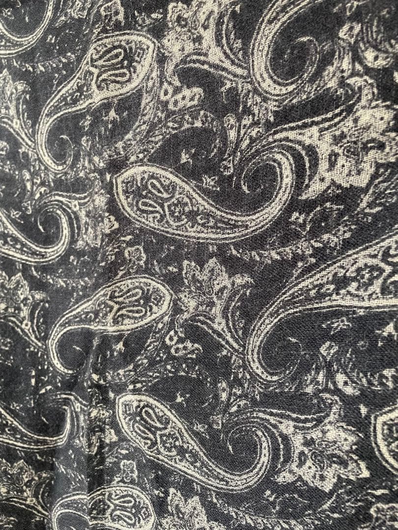 PASHMAショール大判モノトーンペイズリー柄