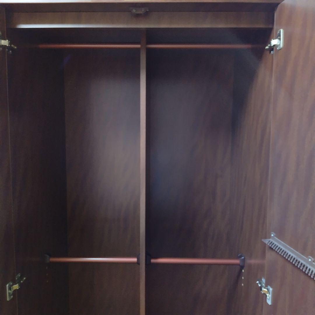 洋服ダンス　クローゼット　ワードローブ　ダークブラウン