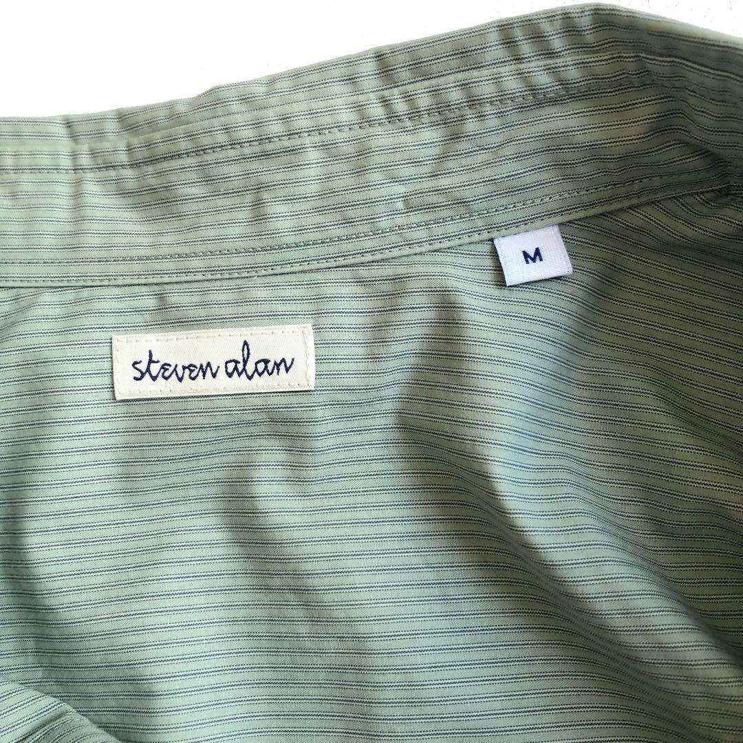 Steven Alan コンパクトヤーン ストライプ レギュラーカラー シャツ