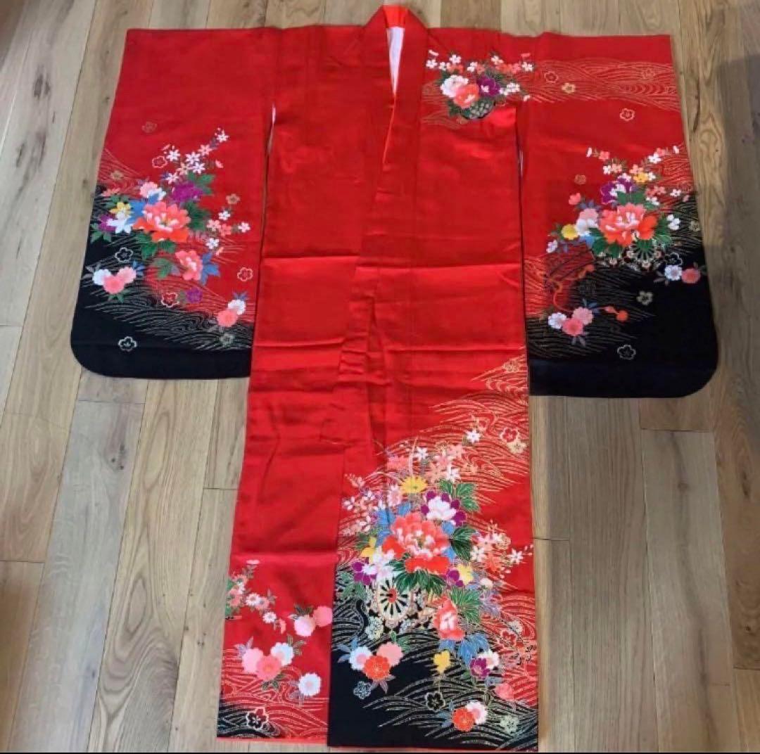 【値下げ】七五三 女の子 着物セット 赤色