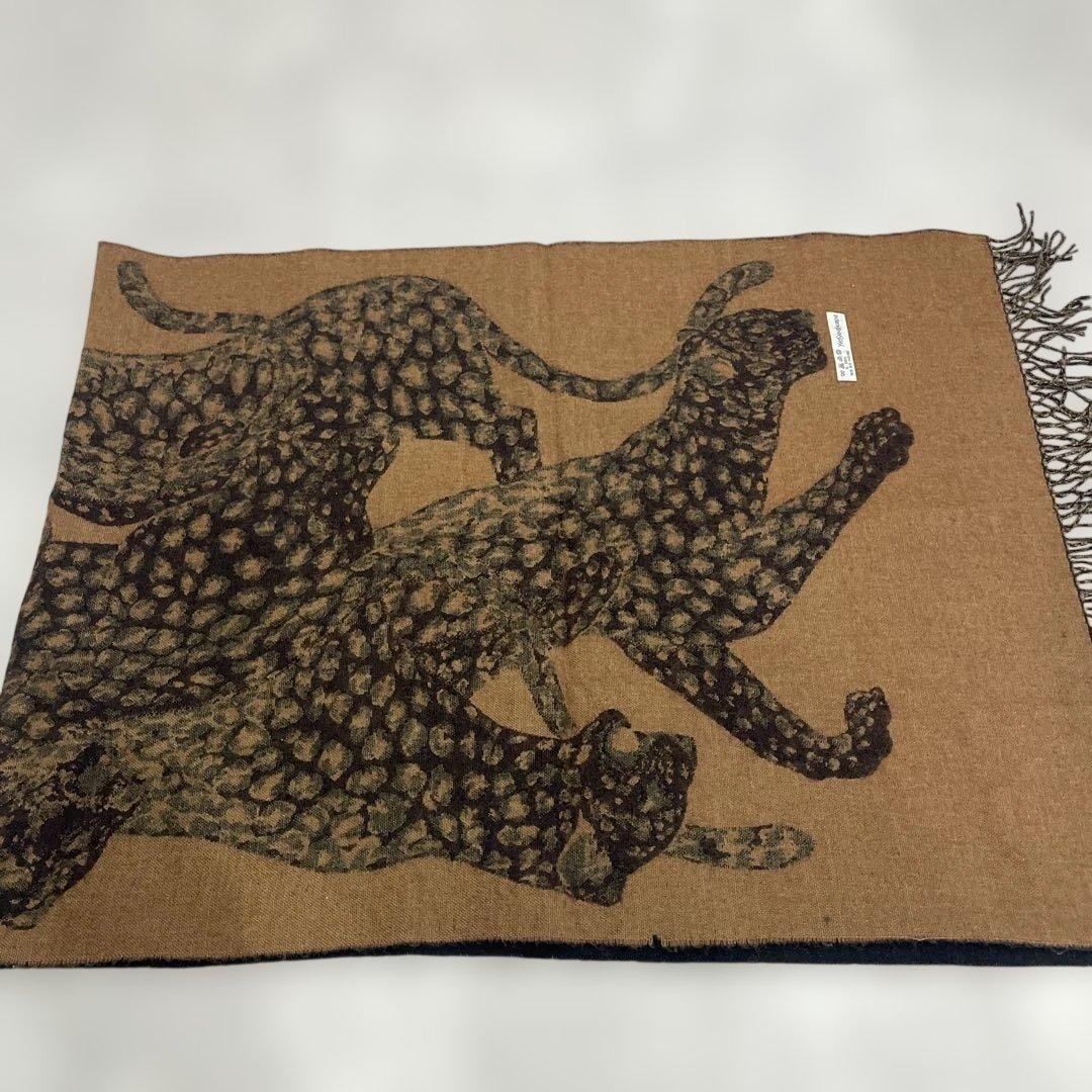 希少 サンローラン レオパード ヒョウ柄 大判ストール ウール ヴィンテージ