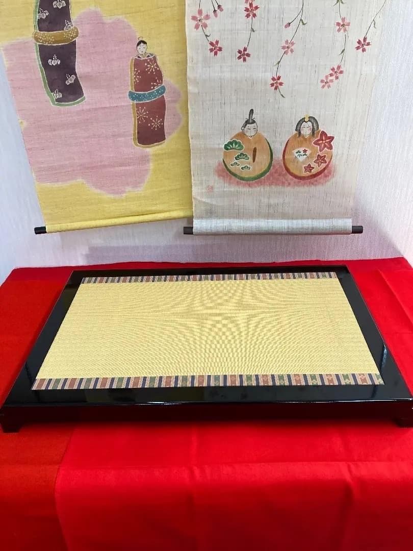 F4 ひな人形飾り台　2段飾り台のみ　高級黒塗り　巾80㎝位