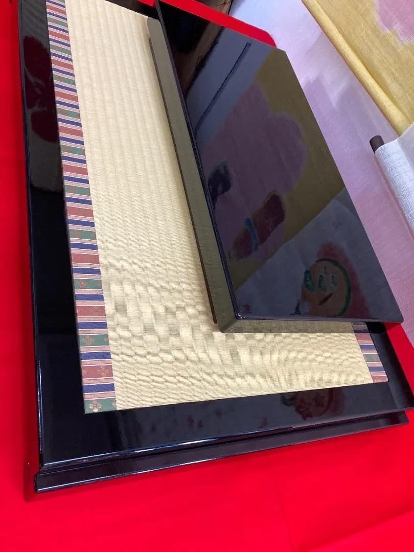 F4 ひな人形飾り台　2段飾り台のみ　高級黒塗り　巾80㎝位