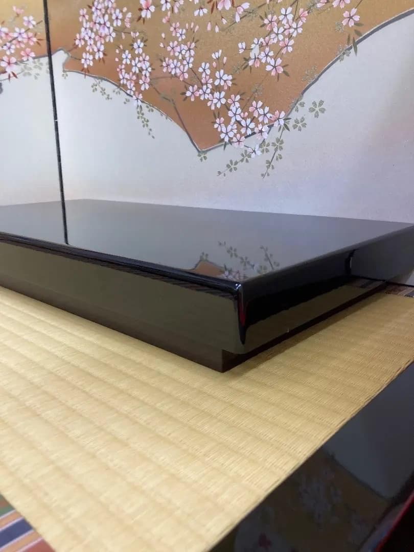 F4 ひな人形飾り台　2段飾り台のみ　高級黒塗り　巾80㎝位