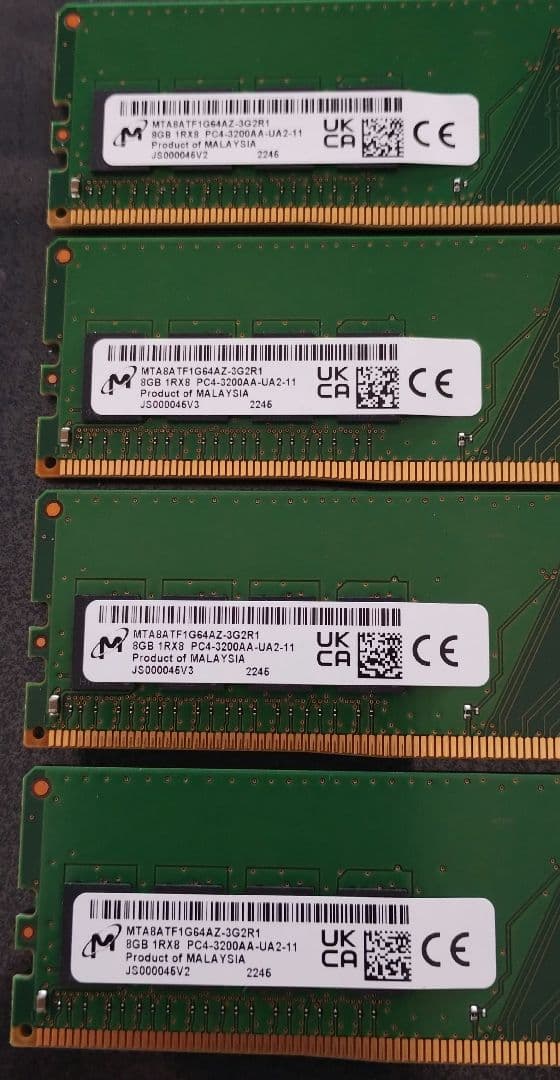 Micron DDR4-3200 32GB(8GB×4枚）PC4 メモリ