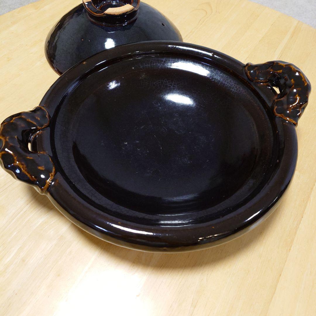 土楽窯 黒鍋 尺一寸