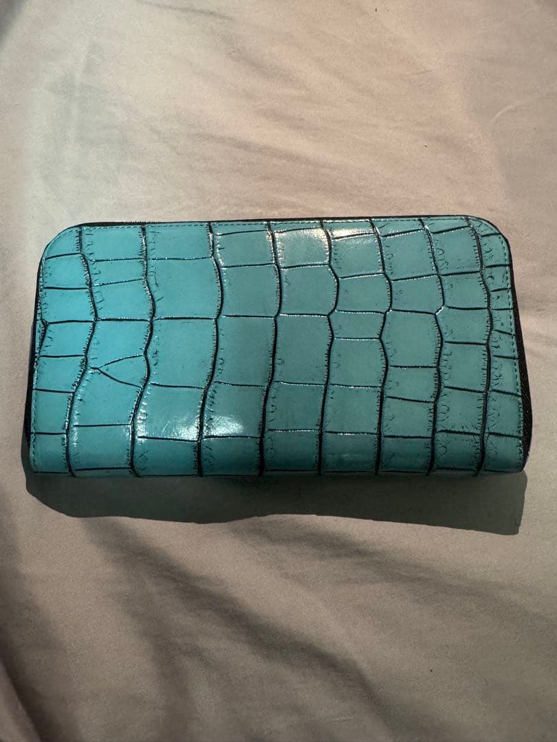 池田工芸 水色 クロコダイル風 長財布