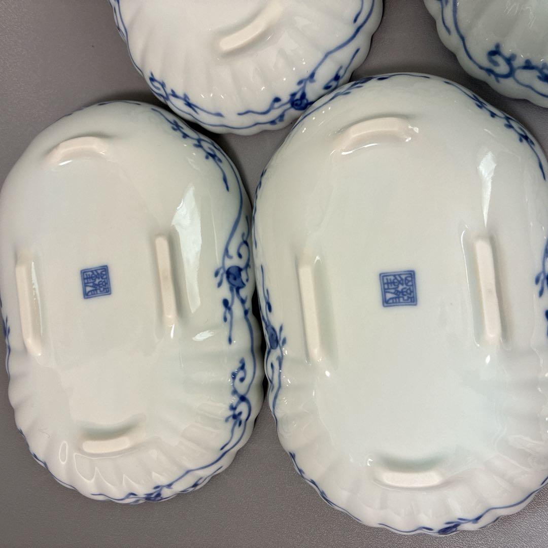 【未使用品】美濃焼 花風流　三洋陶器　和食器　染付菊型　取鉢揃　5枚　箱付き