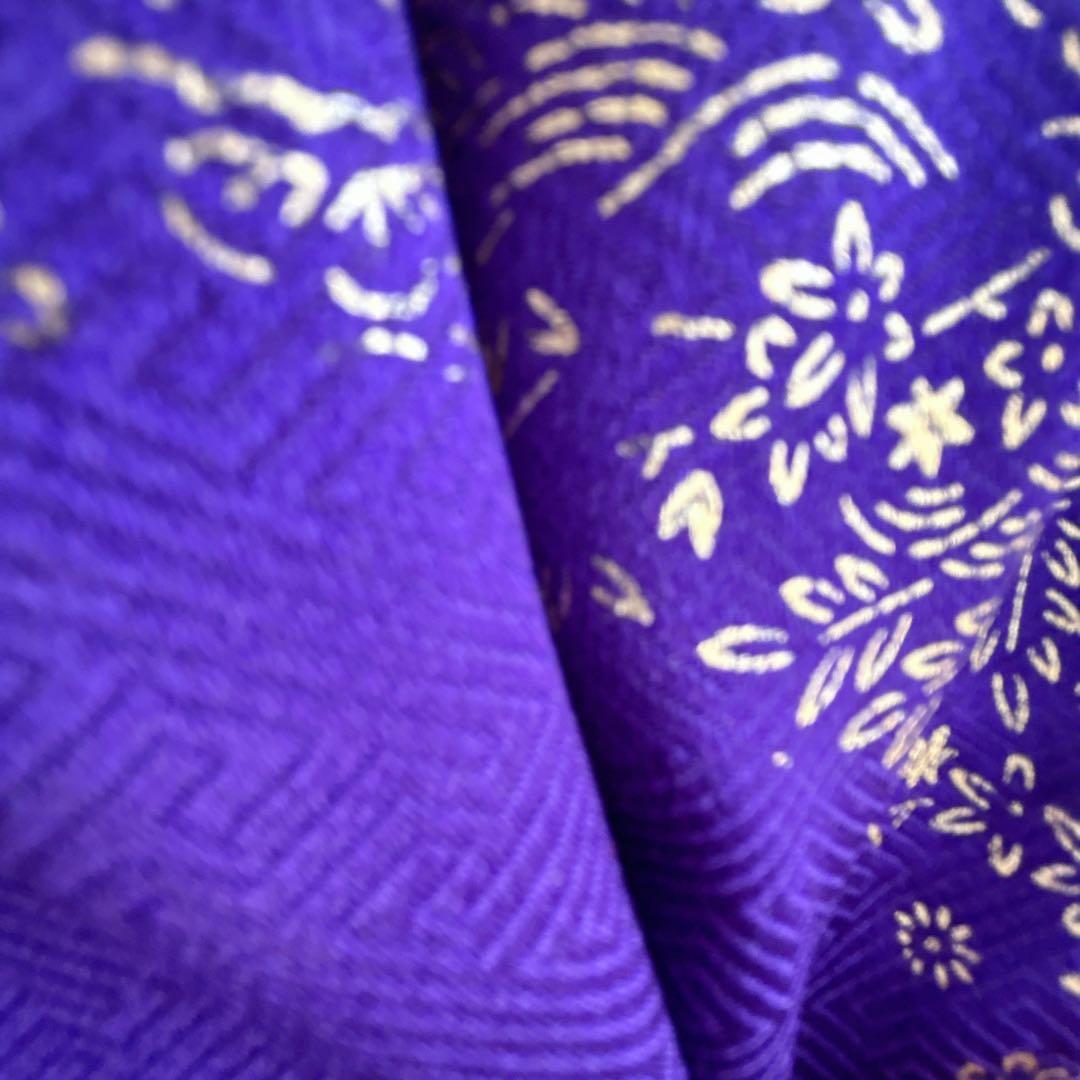 セット　七五三　7歳女の子　長着＆袋帯＆長襦袢＆小物　紫　しぼり　豪華刺繡　地紋