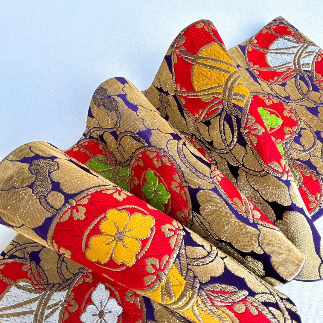 セット　七五三　7歳女の子　長着＆袋帯＆長襦袢＆小物　紫　しぼり　豪華刺繡　地紋