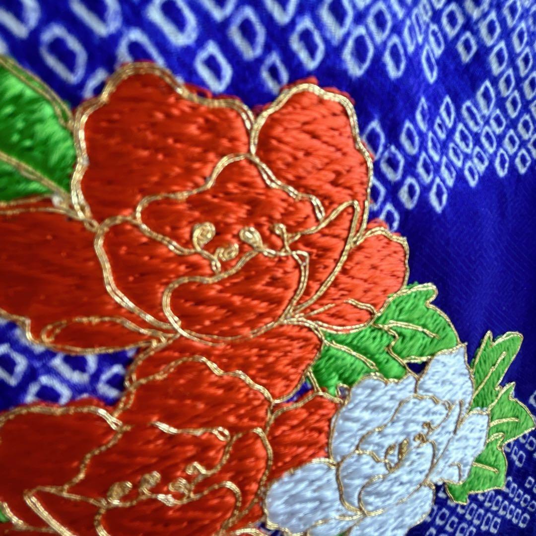 セット　七五三　7歳女の子　長着＆袋帯＆長襦袢＆小物　紫　しぼり　豪華刺繡　地紋