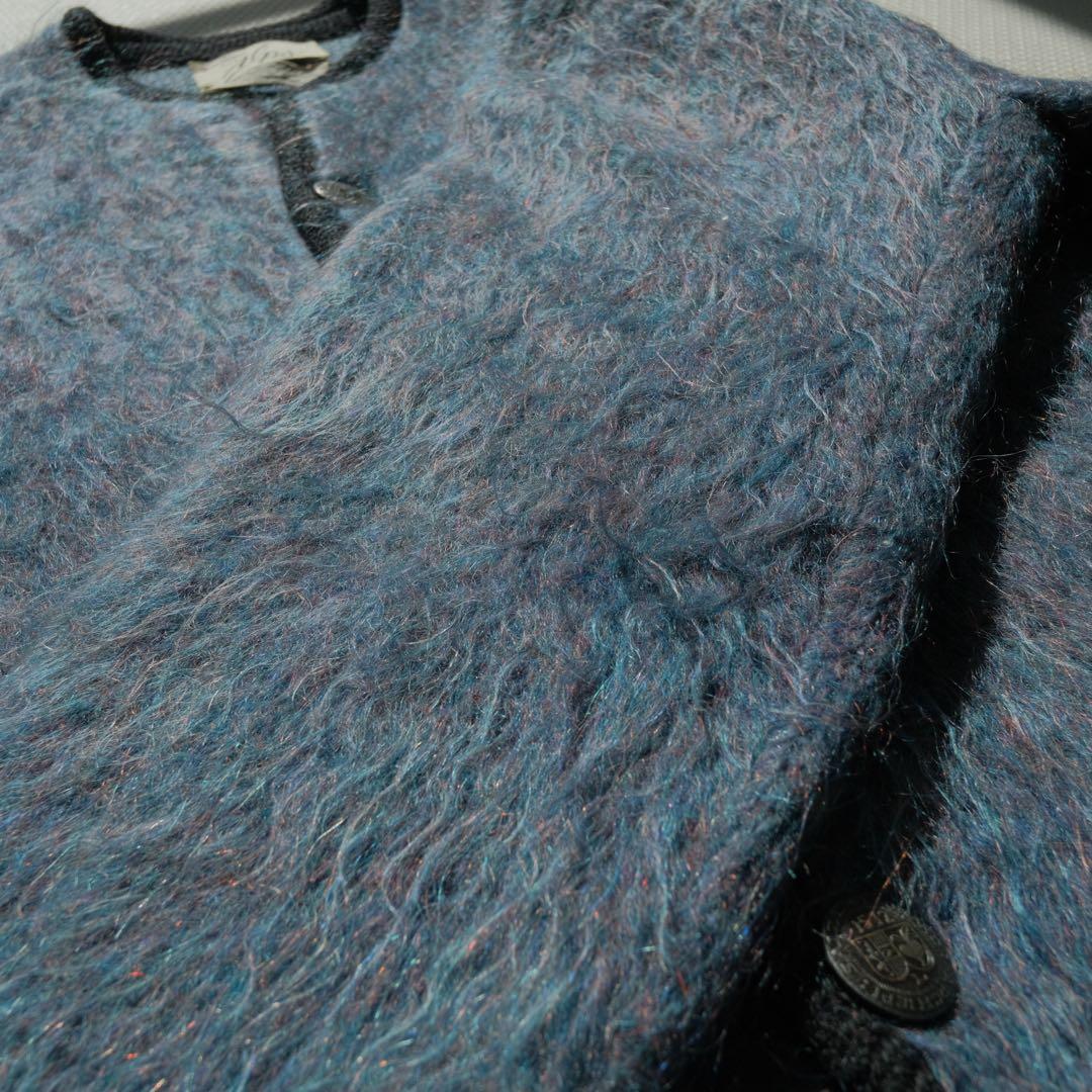 ★special 60s モヘアカーディガン 毛足長 グラデーションブルー