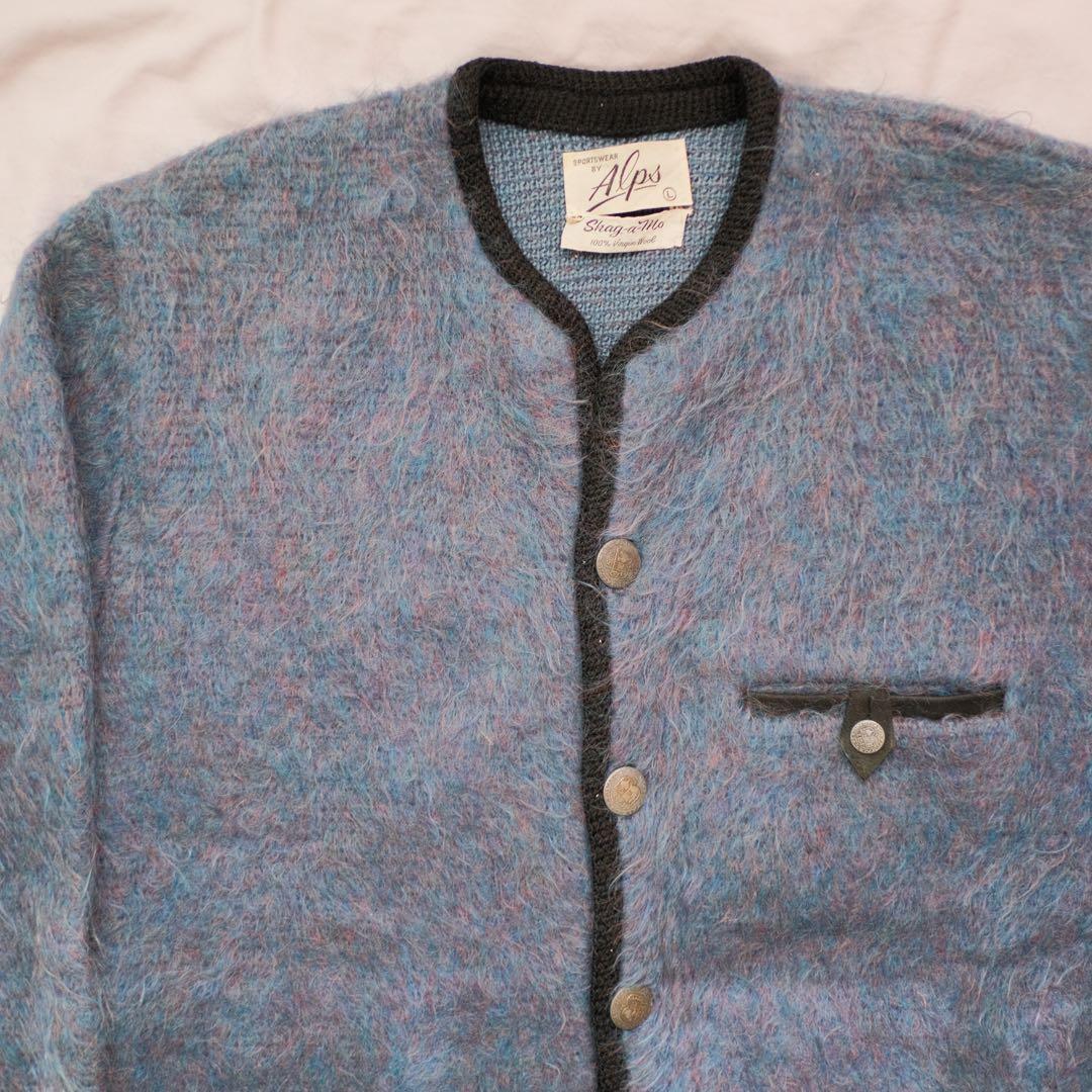 ★special 60s モヘアカーディガン 毛足長 グラデーションブルー