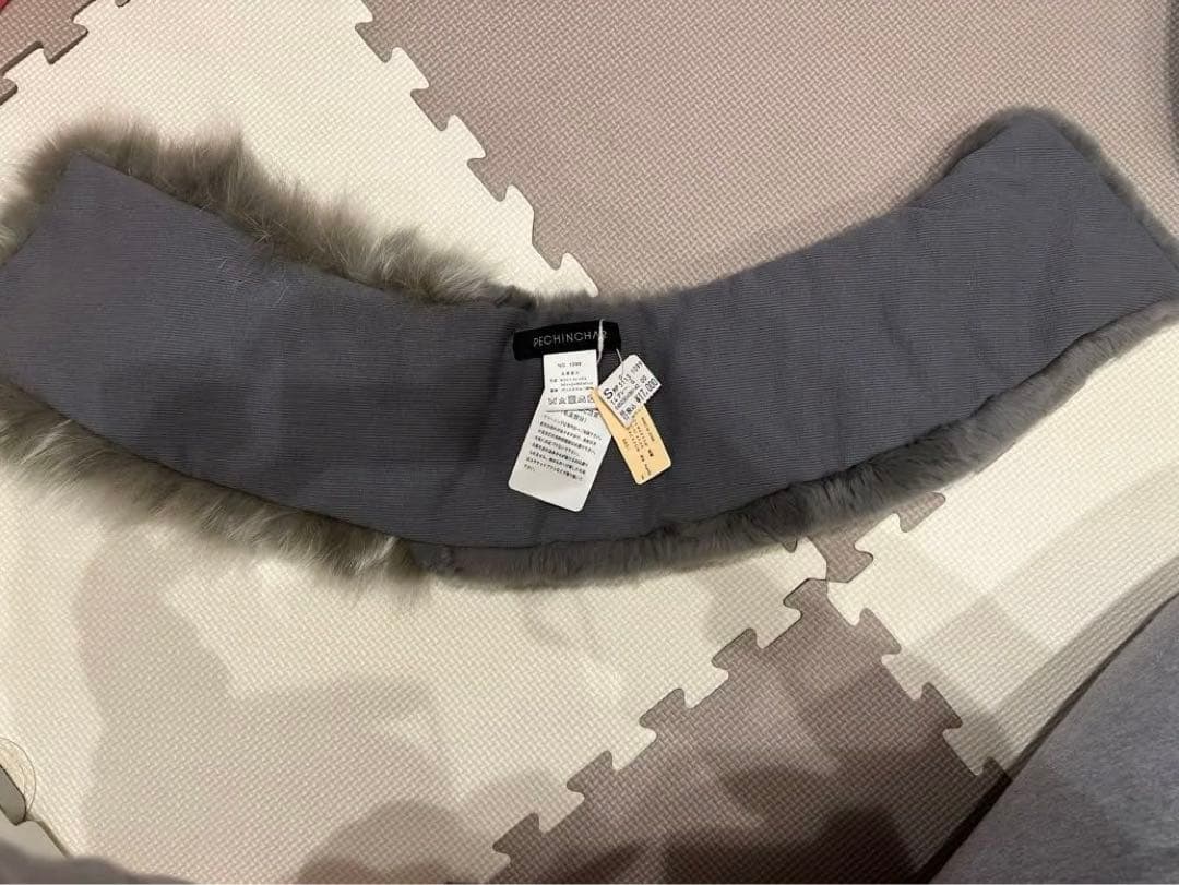 PECHINCHAR ラビットファー ホワイトフォックスファーグレー マフラー