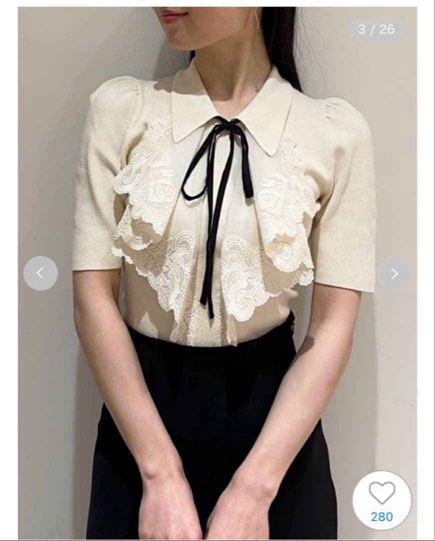 新作 SNIDEL スナイデル ラッフル刺繍ニットプルオーバー