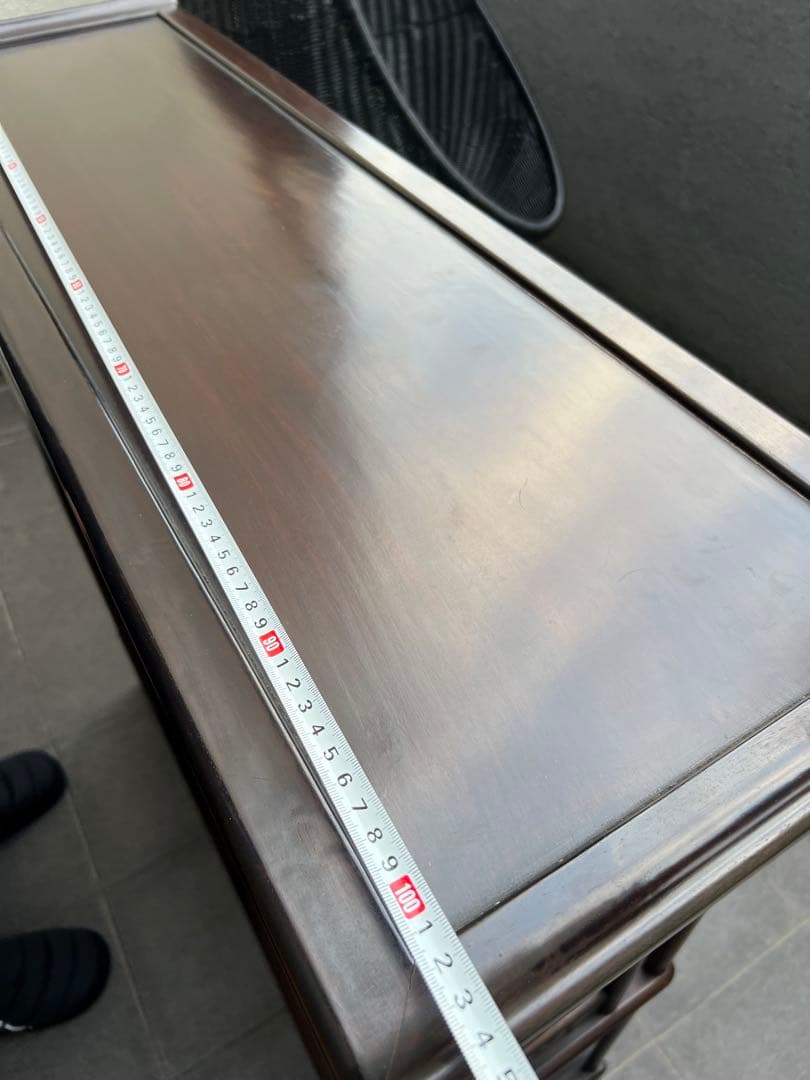 違い棚(高級)　紫檀　松と鶴模様　和家具 茶棚 茶箪笥 唐木　昭和レトロ