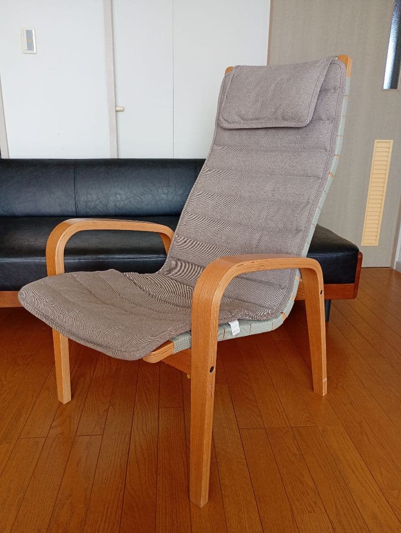 無印良品リクライニングチェア ヘッドレスト付き グレー　(カバー付き)