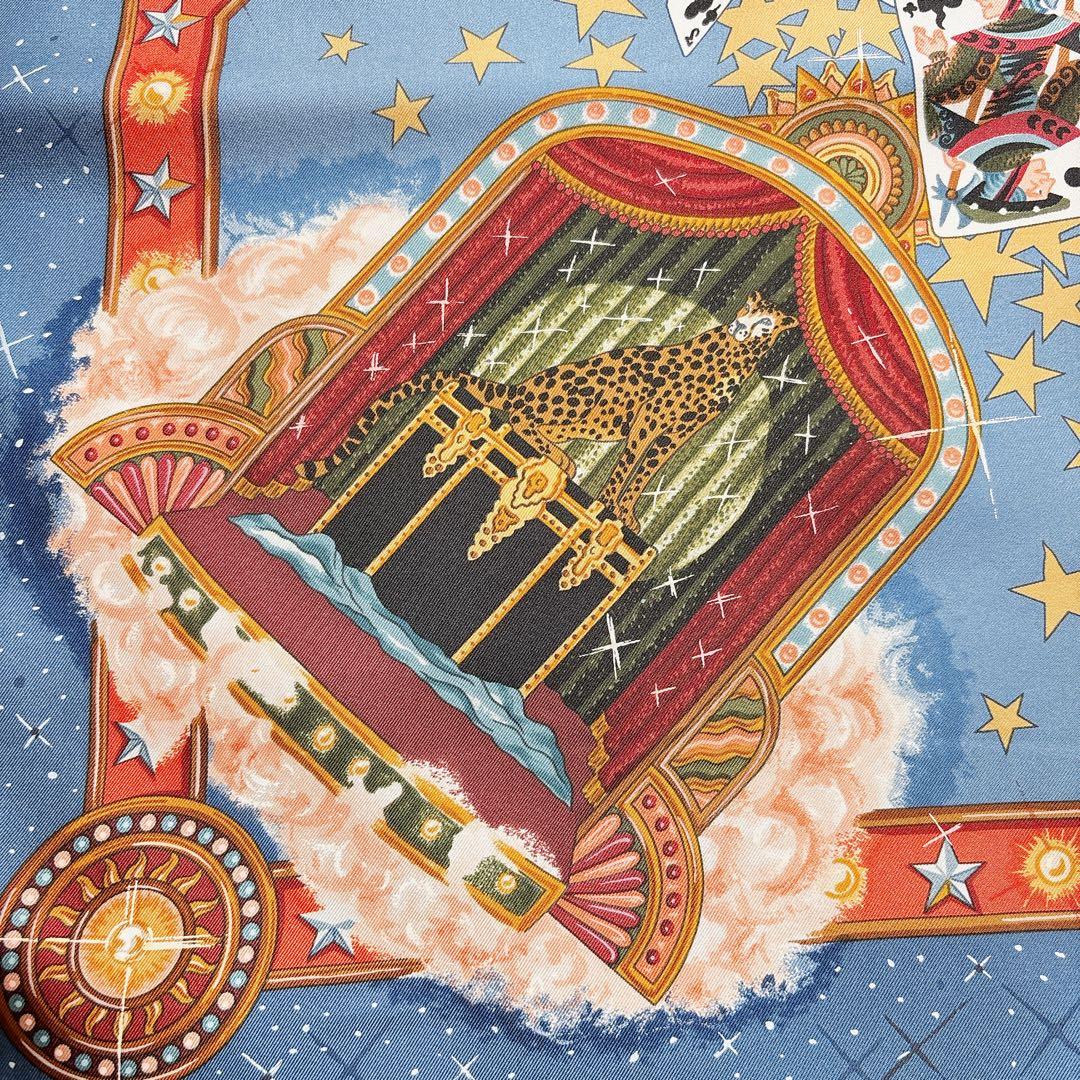 【美品】エルメス カレ90 LA MAGIE ラ・マジ シルクスカーフ ブルー