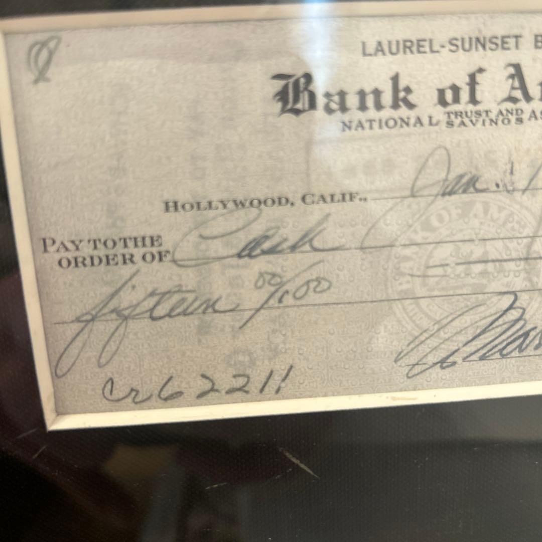 マリリン・モンロー 小切手 1952年　複製