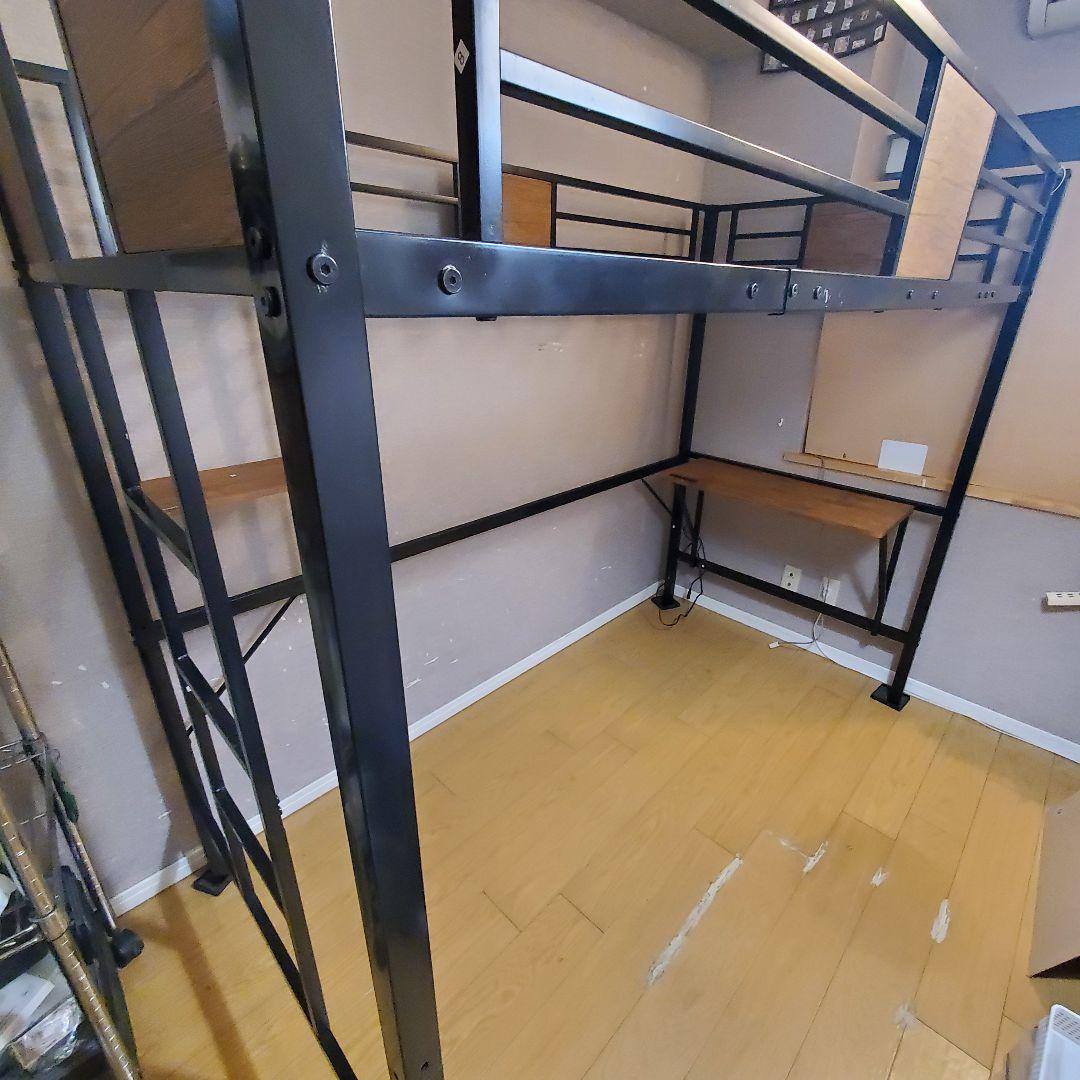 Chic ZONE ロフトベッド シングル パイプベッド デスク付き