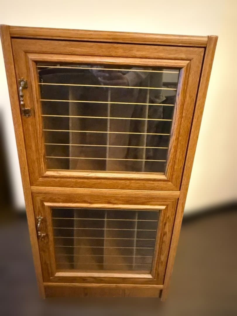 レコードラック 木製 ガラス扉 キャビネット LP収納 ヴィンテージ 収納棚