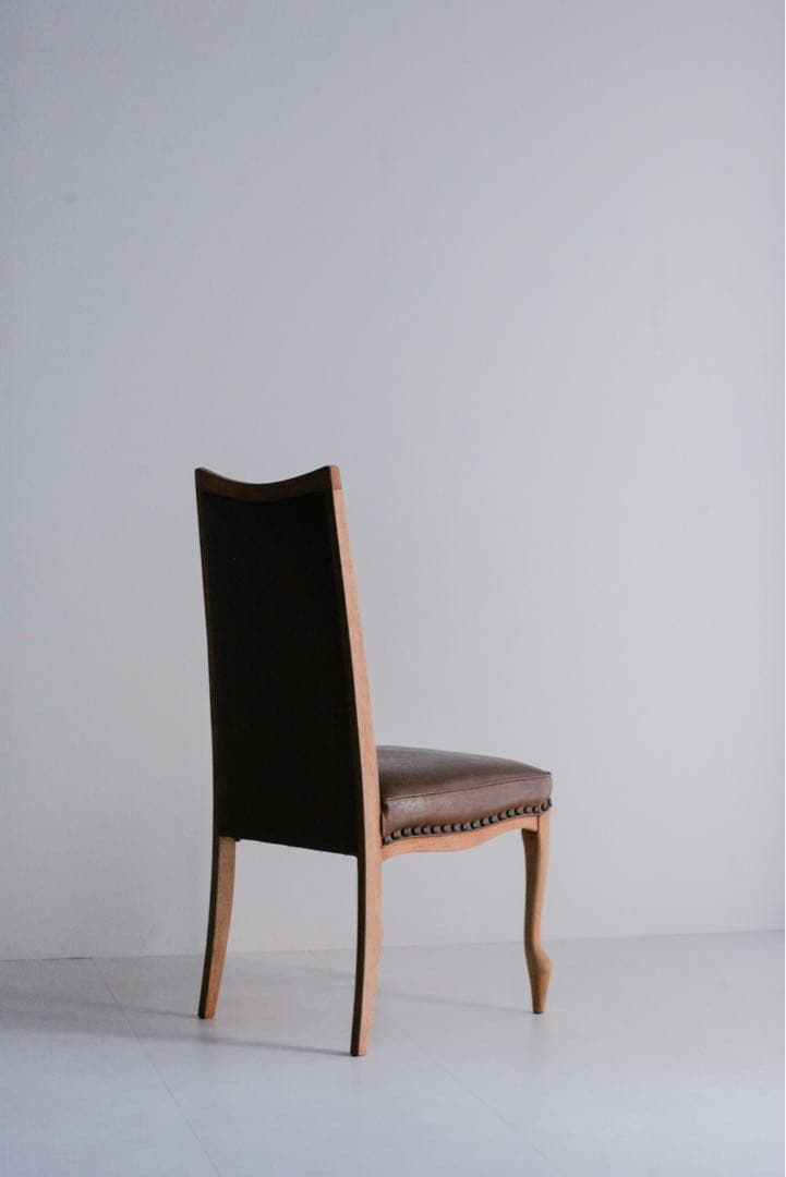 ナラ 無垢材　レザーチェア　ダイニングチェア　アンティークチェア　古家具