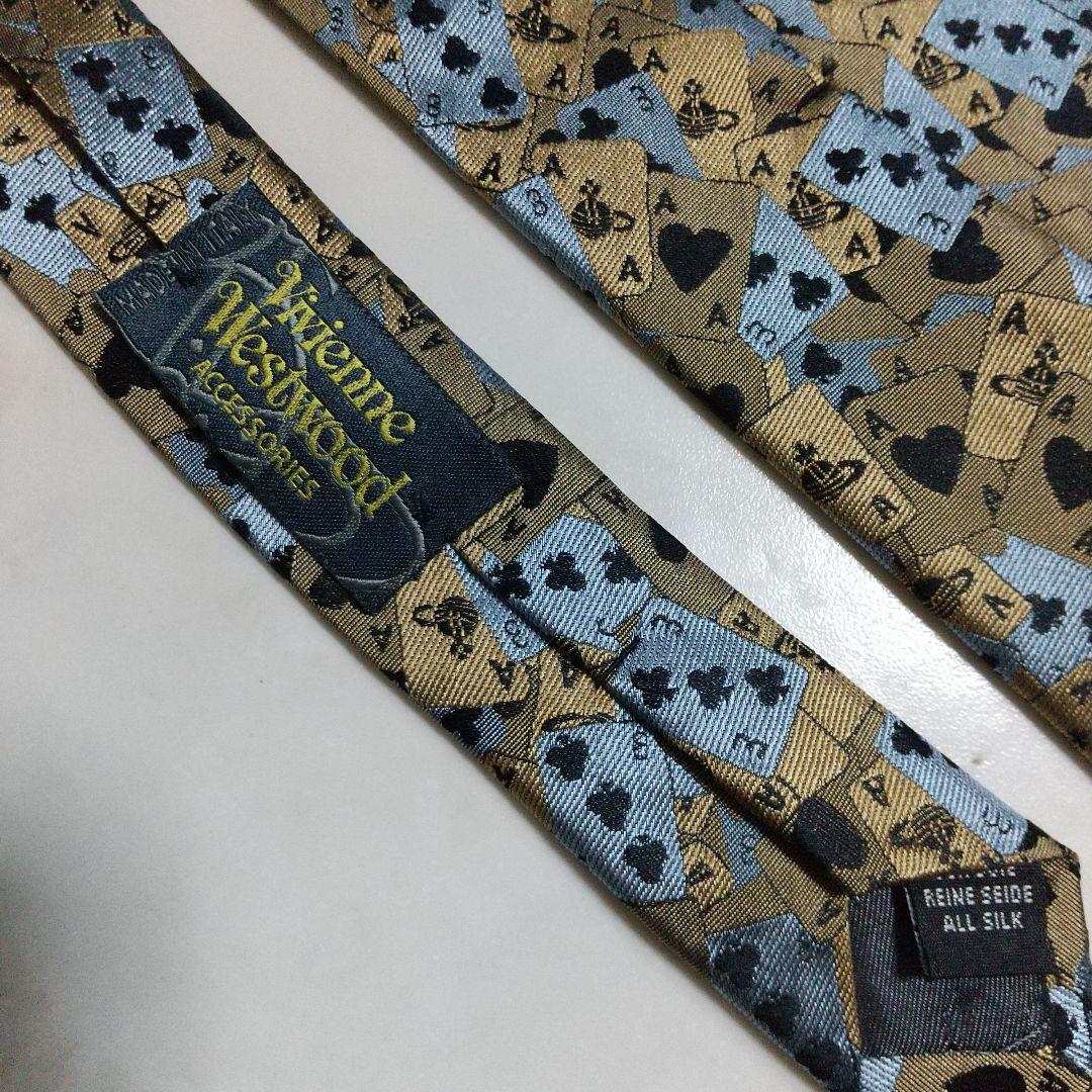 美品 Vivienne Westwoodイタリア製ヴィヴィアントランプ ネクタイ
