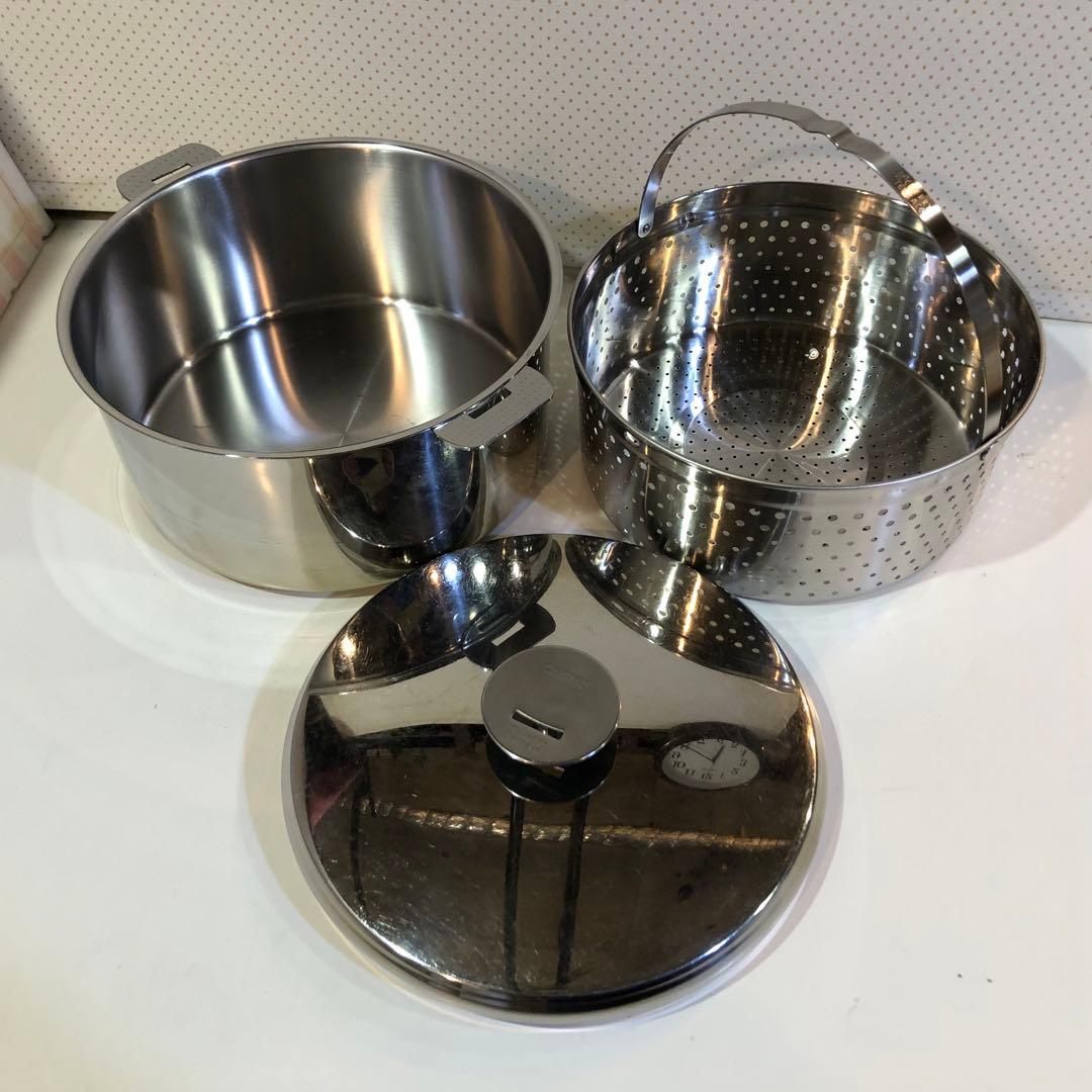 CRISTEL クリステル24cm 深鍋・クッキングバスケット•フタ3点セット