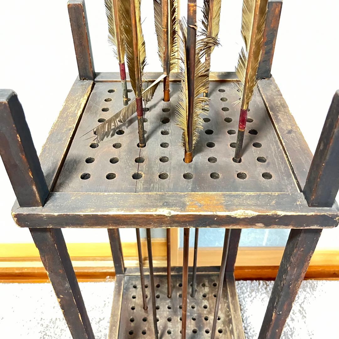 ヴィンテージ　矢箱　矢付き　猫足　木製