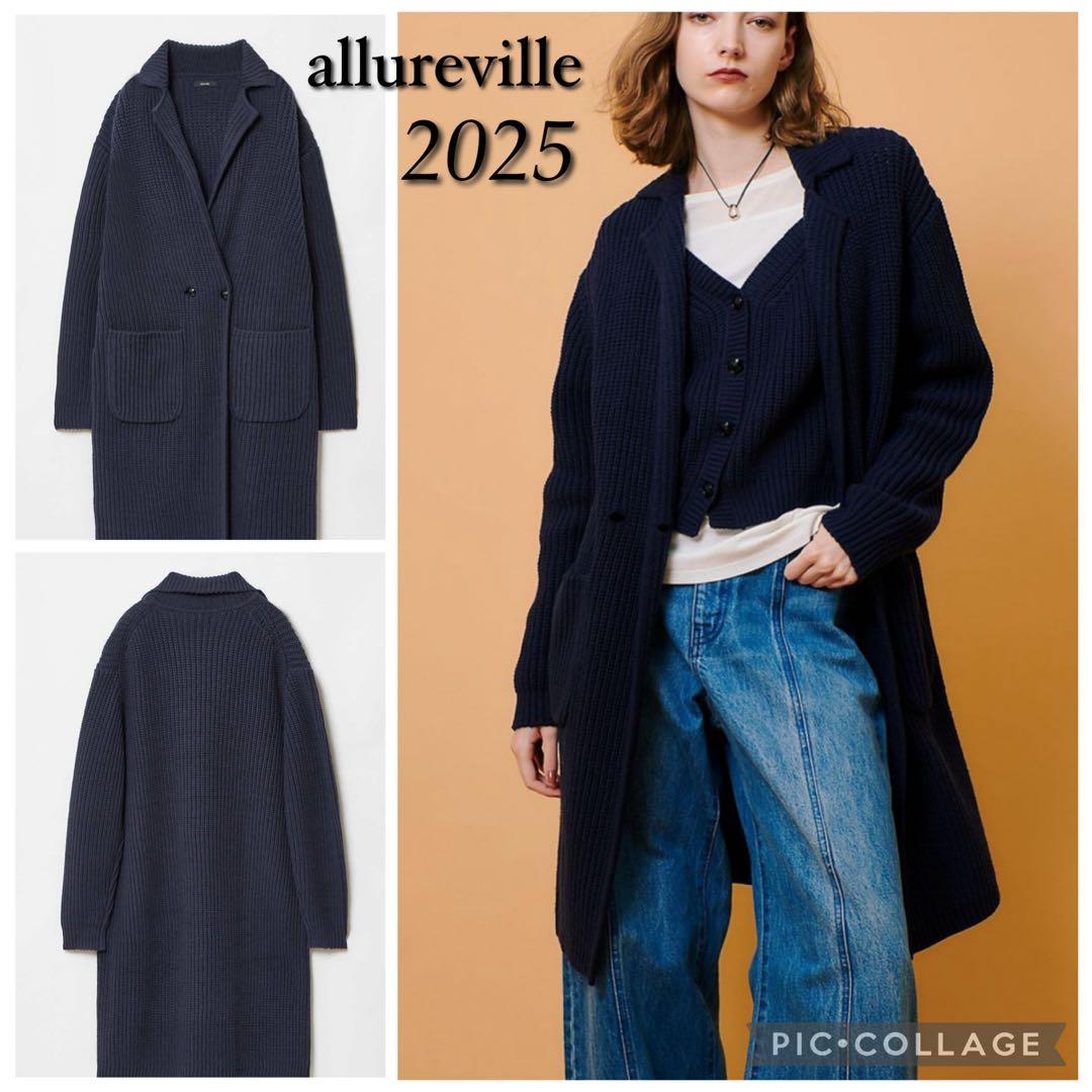 現行✨タグ付き 2025 アルアバイル 片畦ニットコート ネイビー 2
