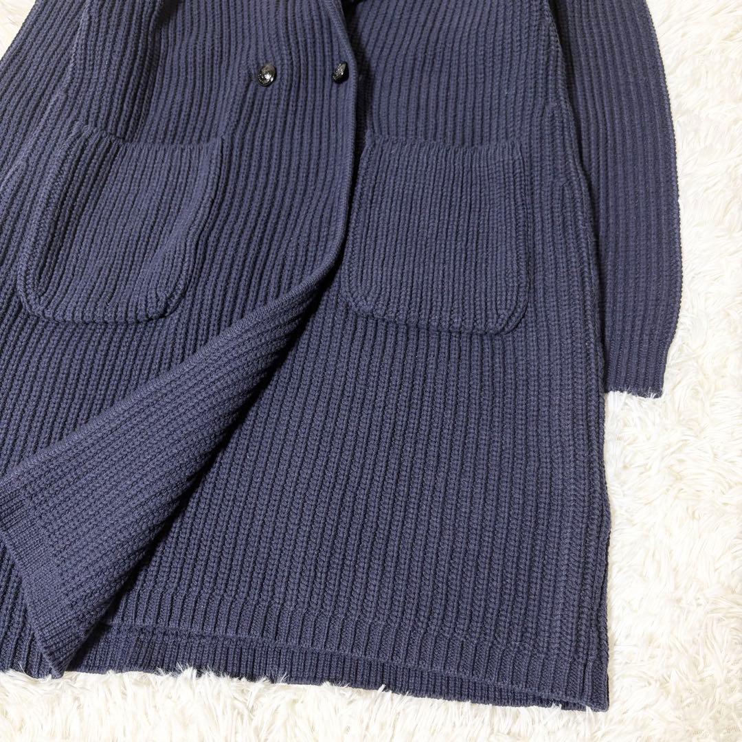 現行✨タグ付き 2025 アルアバイル 片畦ニットコート ネイビー 2