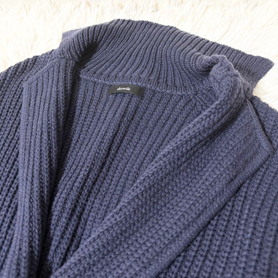 現行✨タグ付き 2025 アルアバイル 片畦ニットコート ネイビー 2