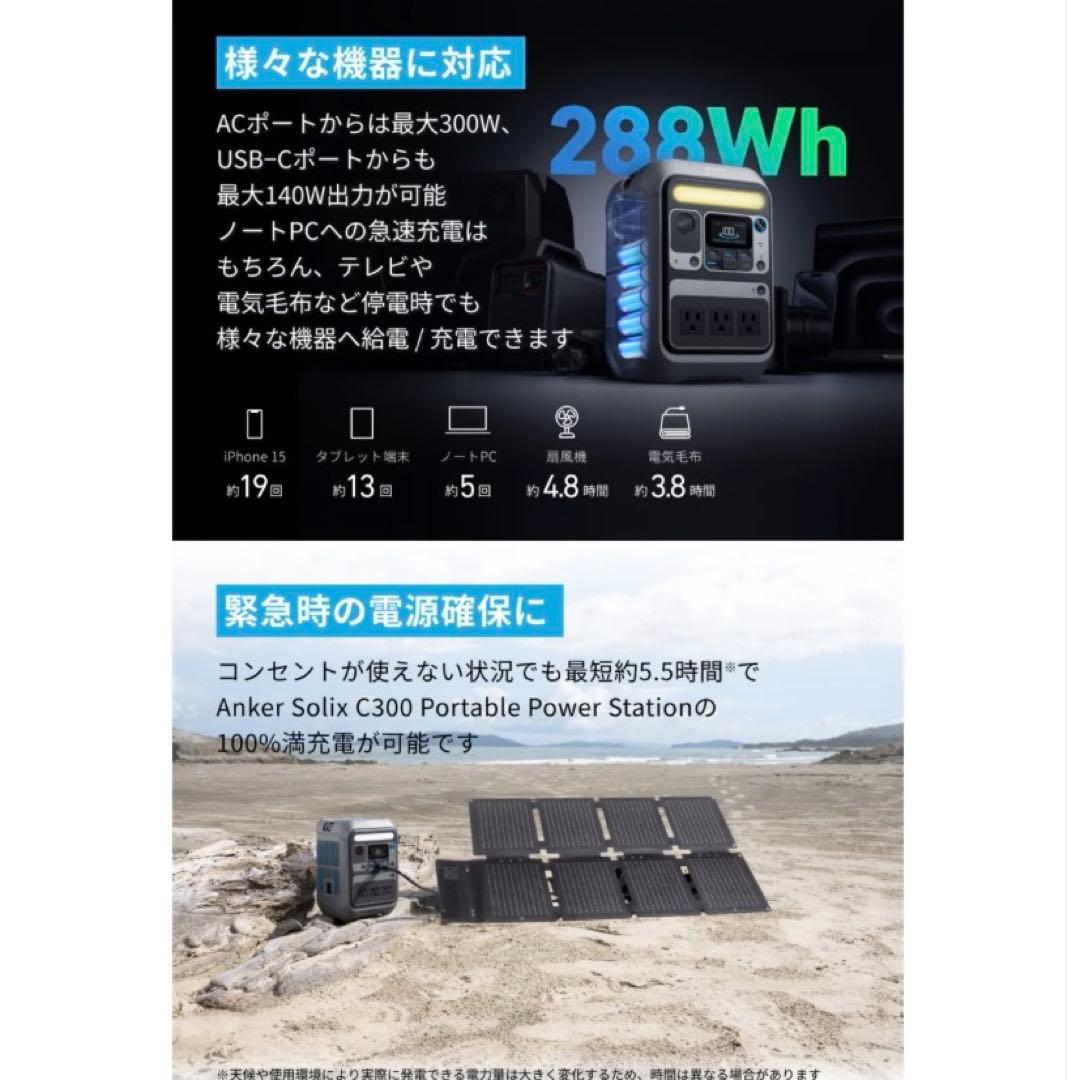 Ankerポータブル電源&ソーラーパネルセット/230Wh/8ポート