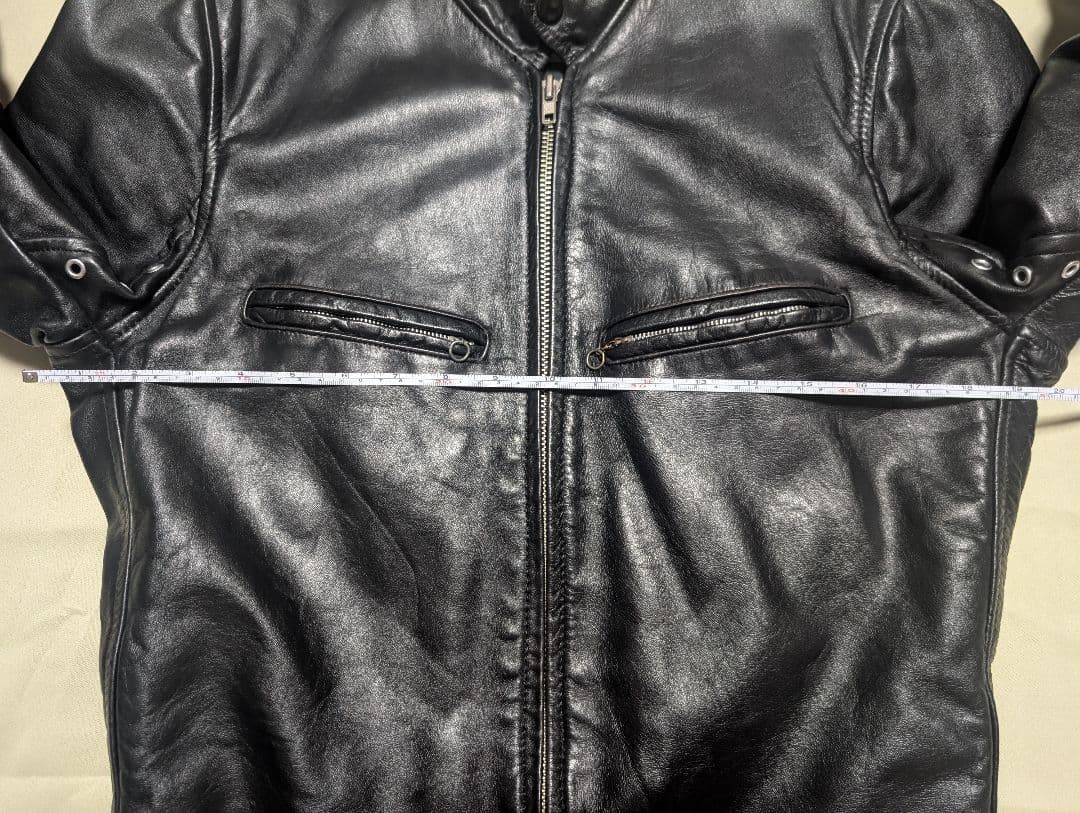 FIDELITY ブラック シングルライダースジャケット ヴィンテージ 茶芯