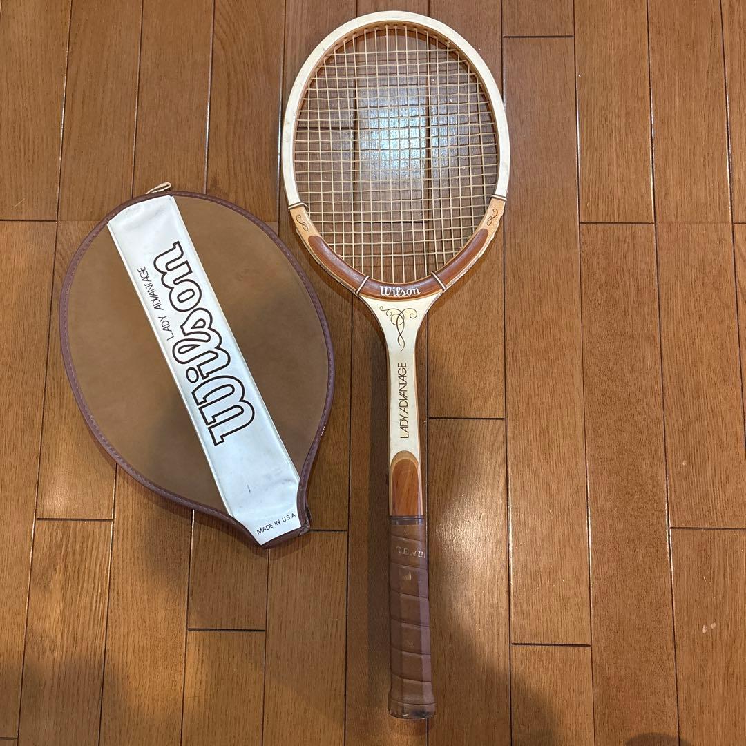 希少 木製 Wilson テニスラケット ケース付き